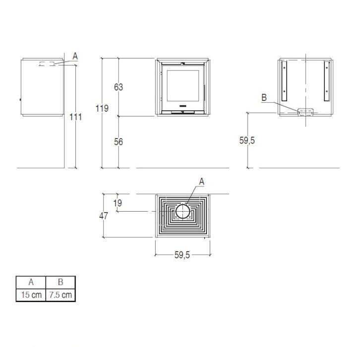 Piazzetta QUBE 1 stufa a legna 9 kW