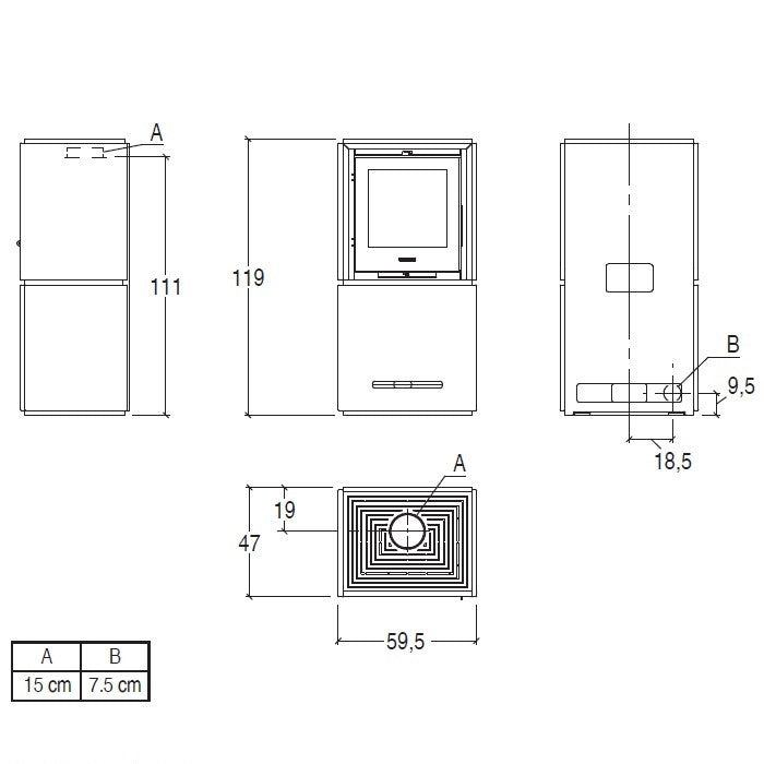 Piazzetta QUBE 2 stufa a legna 9 kW