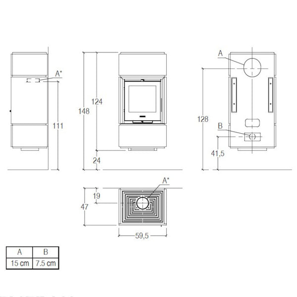 Piazzetta QUBE 3 stufa a legna 9 kW